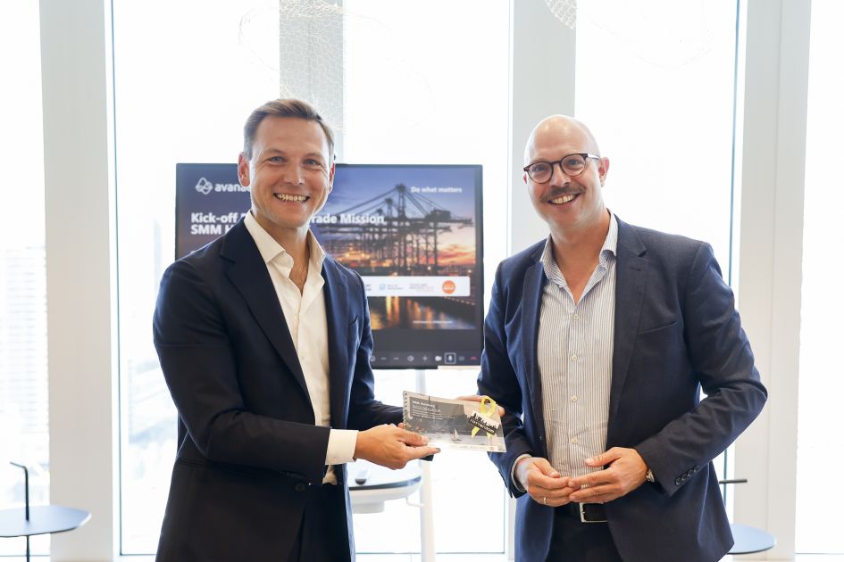 Kick-off Handelsmissie SMM Hamburg. Links: wethouder Tim Versnel. Rechts: Jorn Douwstra, Rotterdam Partners. Foto: Bas Czerwinski