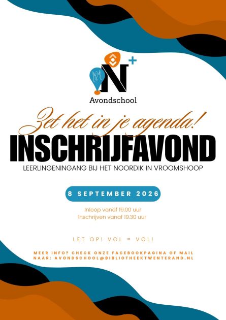 Poster avondschool. Foto: bibliotheek Twenterand