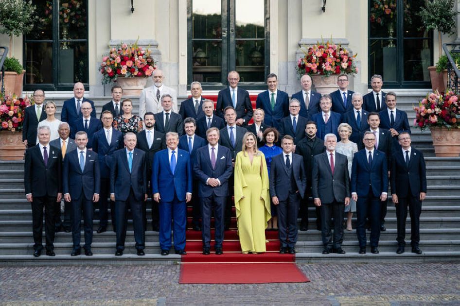 koninklijk paar ontvangt staatshoofden en regeringsleiders navo top. Foto: BART MAAT, Ministerie van Buitenlandse Zaken